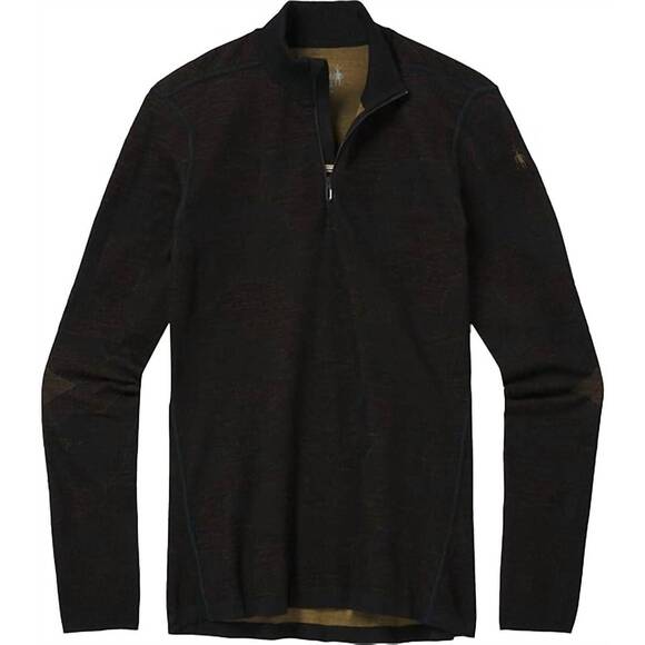 NEW SMARTWOOL intraknit merino 200 pattern quarter zip top in black/military oli
